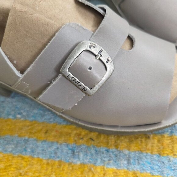 Fly London Gray Leather Platform Sandals Size 43 - Picture 2 of 6